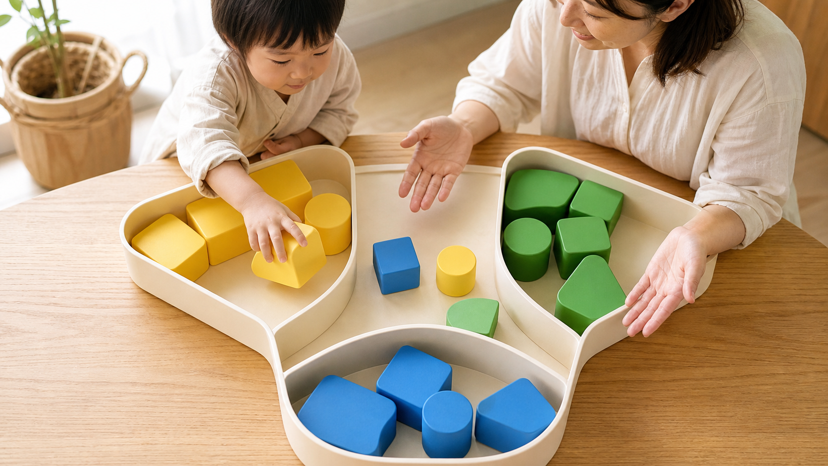 幼児向け 謎解き 色分け｜色以外の形や位置も併用して分ける