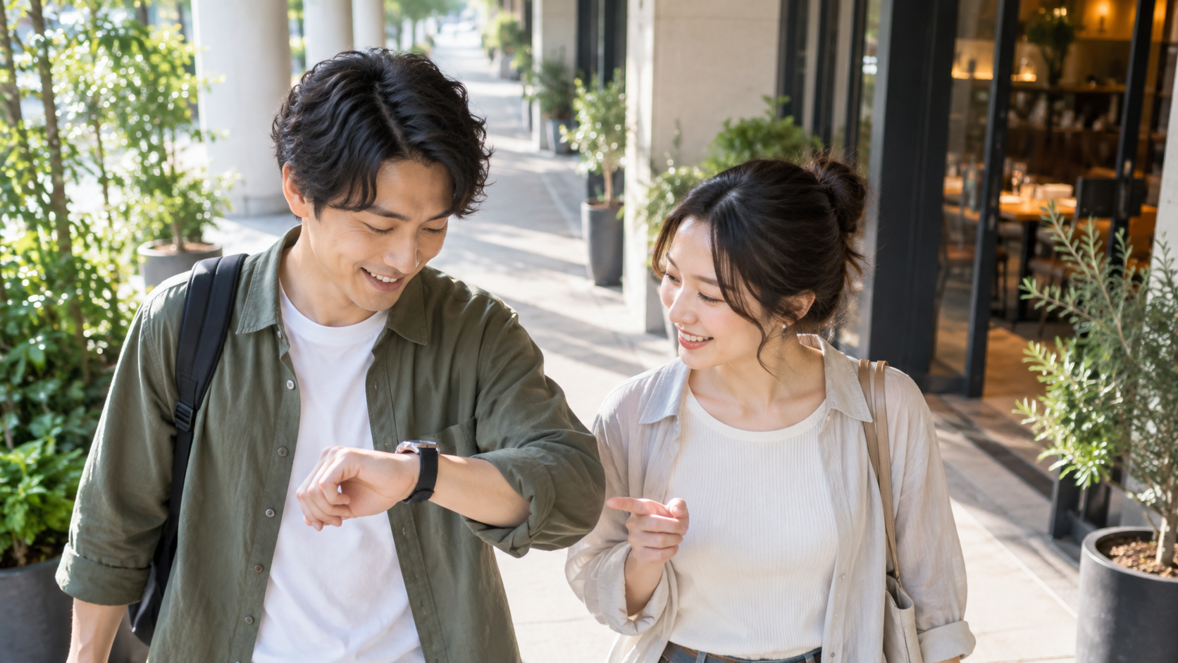 ランチ前の謎解きデートで終了時刻を確かめる